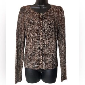 Cheetah print WHBM dressy cardigan sweater Sz M White House black market